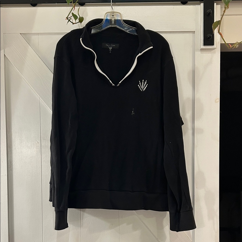 rag & bone Black Zip-Up Sweater